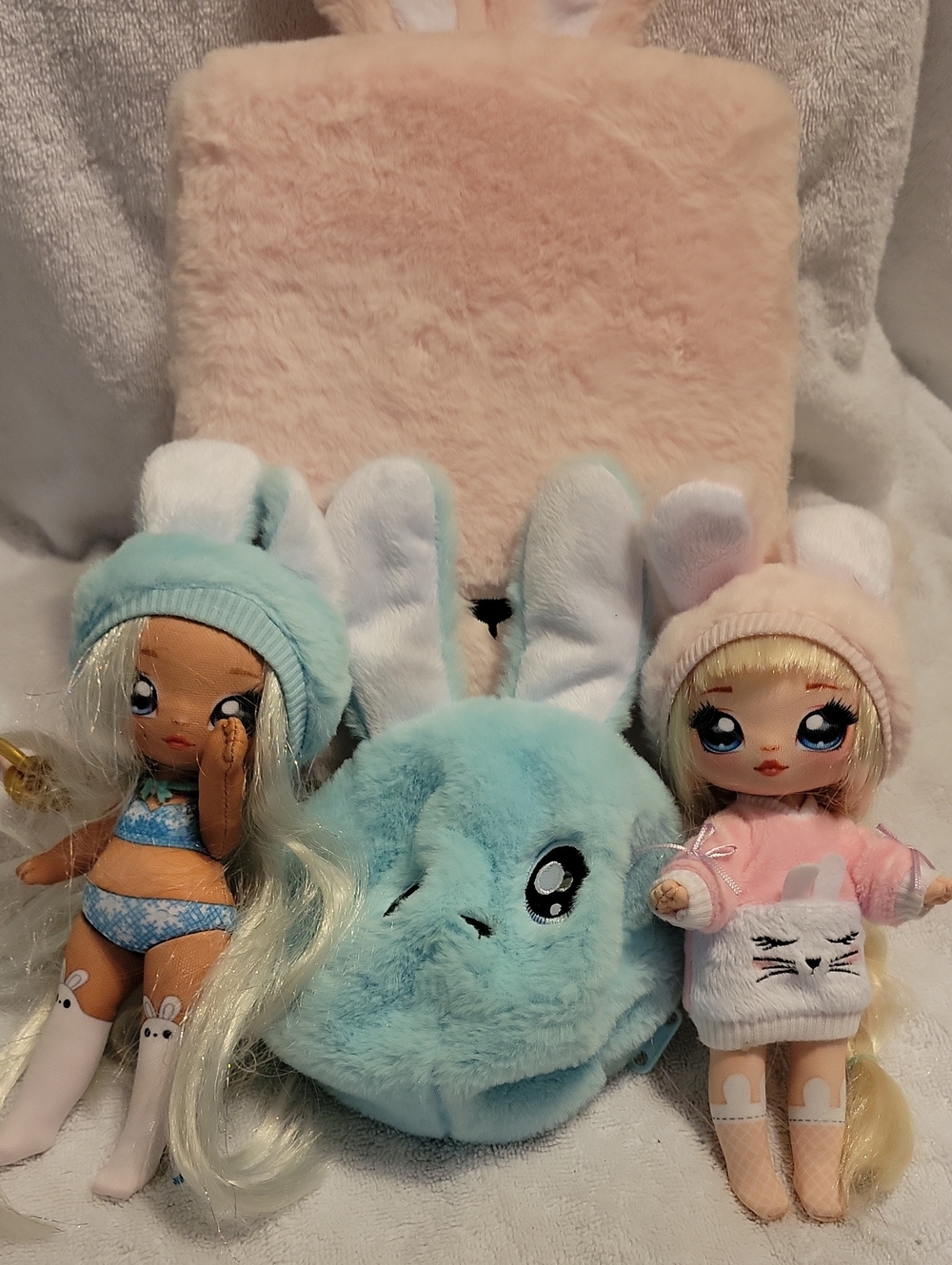 Plush Bunny Backpack With Na Na Dolls